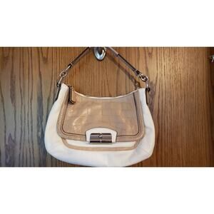 Vintage COACH Kristin Spectator Cream and Tan Leather Hobo Shoulder Bag #F22509